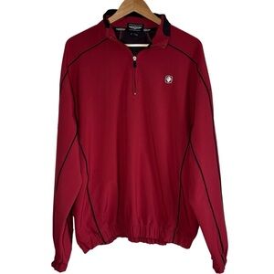 Straight Down Performance Men's Golf Jacket size Large 1/4 Zip Red Outdoor Logo